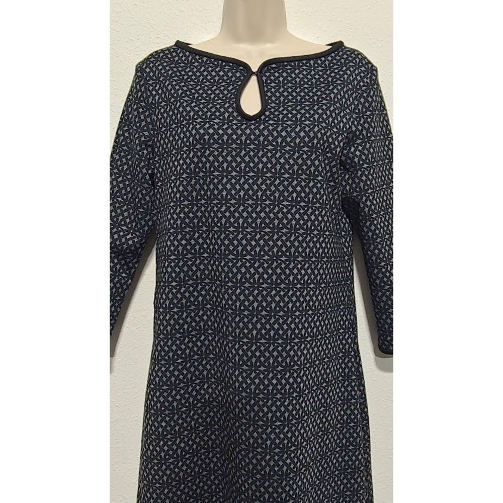 Max Studio Womens Geometric Size M  Print Keyhole Shift‎ Dress Blue Black NWT - Picture 5 of 11